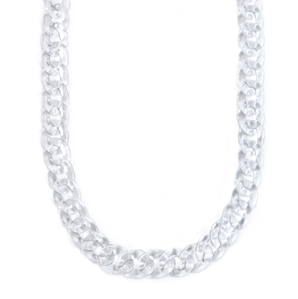 Mask Chain Necklace - 19mm Curb in Clear Lucite by Sale