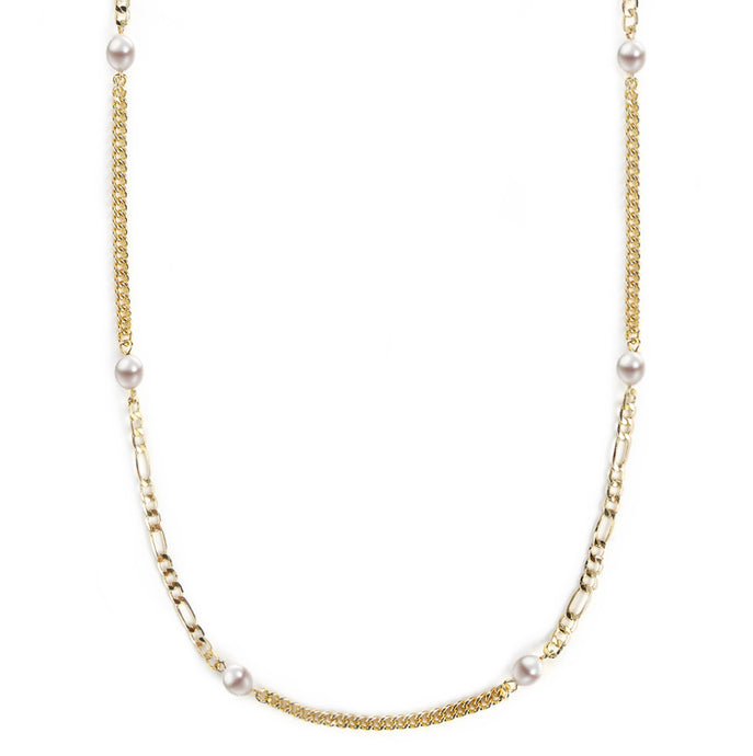 Mask Chain Necklace - 5mm Mixed Pearl in Gold