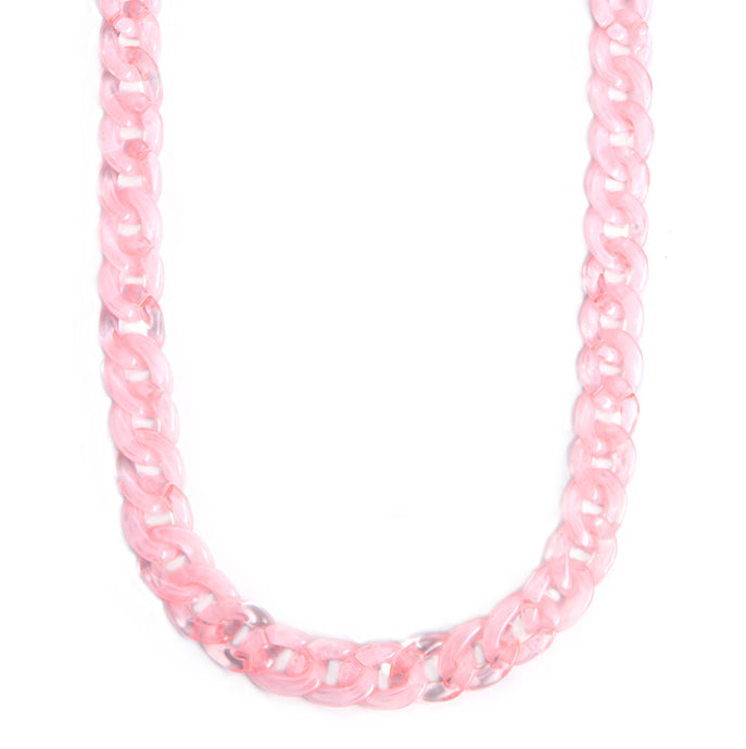 Mask Chain Necklace - 19mm Curb in Pink Quartz