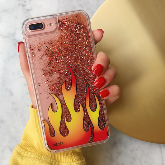 Glitter Flames iPhone Case by Nessa – VelvetCaviar.com