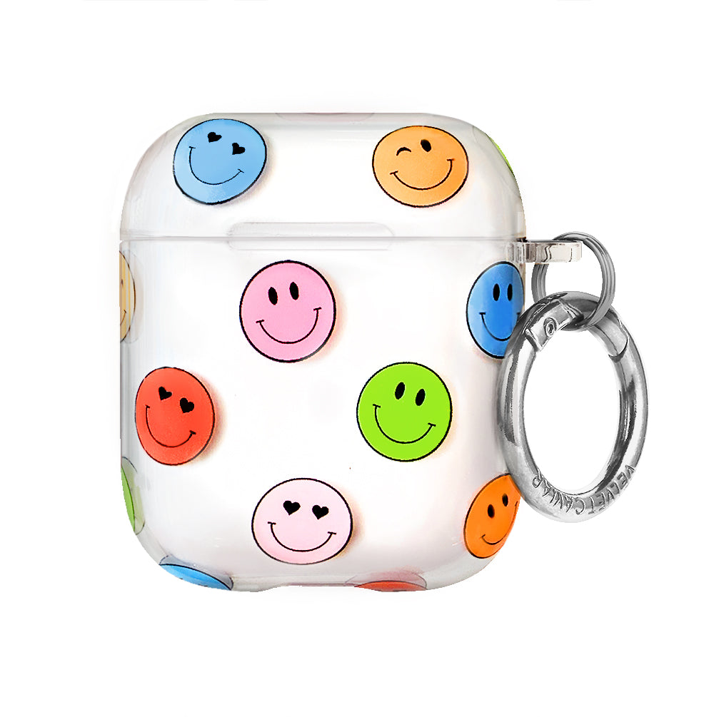 Clear Frosted Smiley Airpod Phone Case, by Velvet Caviar
