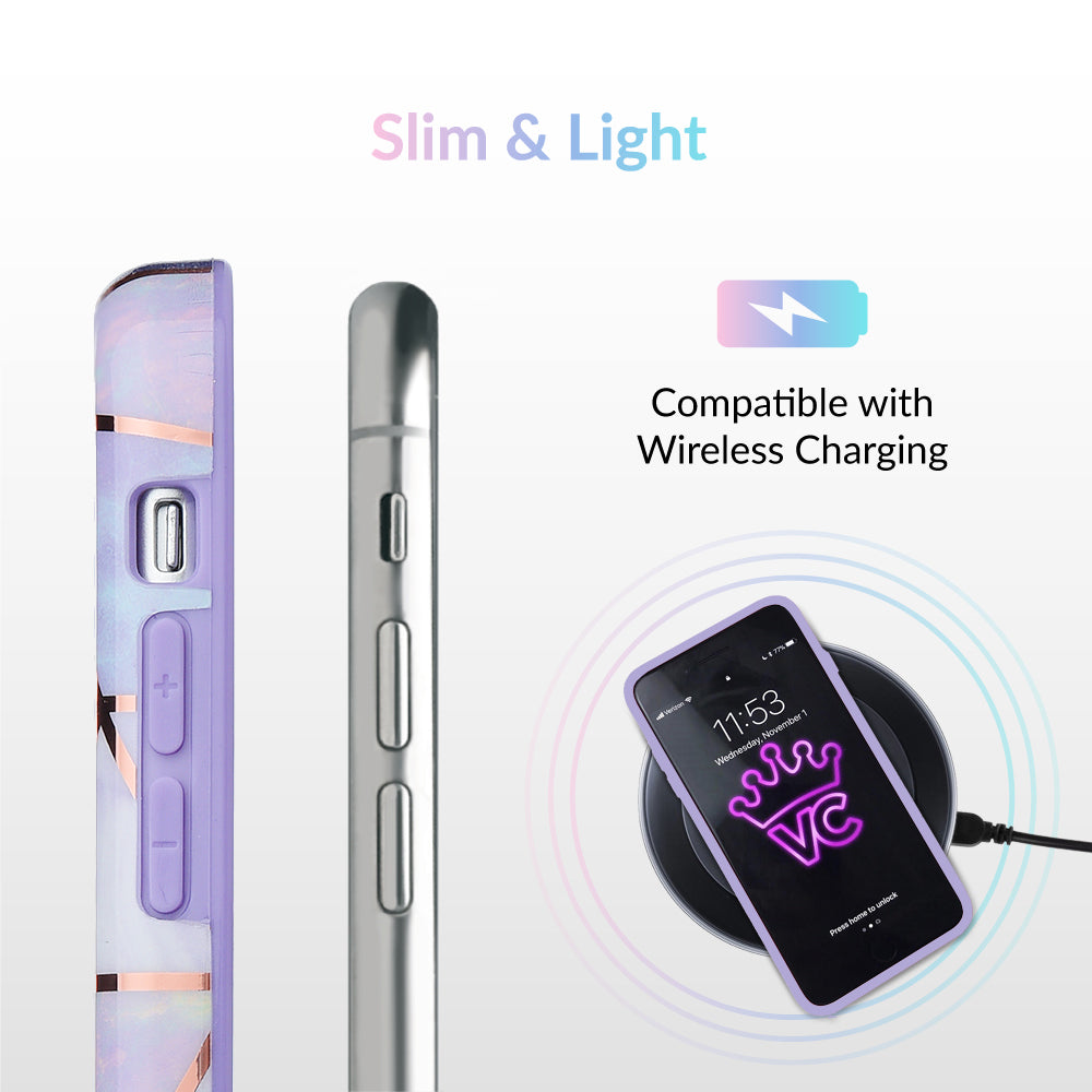 Purple Geometric Marble iPhone Case