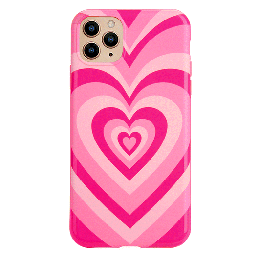 Pink Love Heart Cute iPhone Case and Beaded Charm for 14 13 12 11 XR X Pro  Max