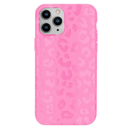 Cute Pink Heart Leopard Print Soft Wristband Phone Case Cover for iPhone 14,  13, 12, 11 Pro Max, 7, 8 Plus, X, XS, XR