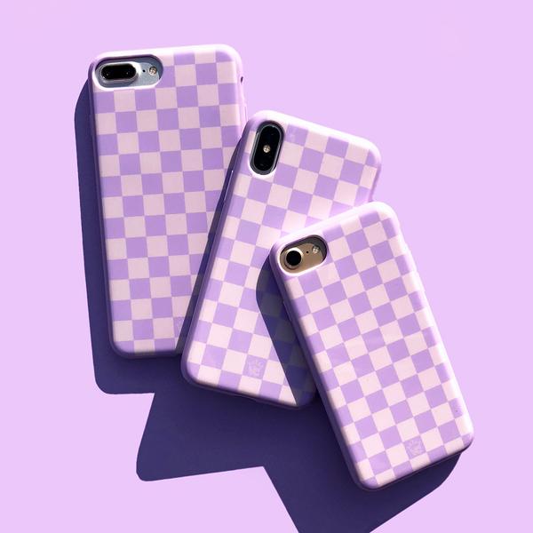  iPhone 12/12 Pro Checkered Checkerboard Light Violet Purple  White Checker Case : Cell Phones & Accessories