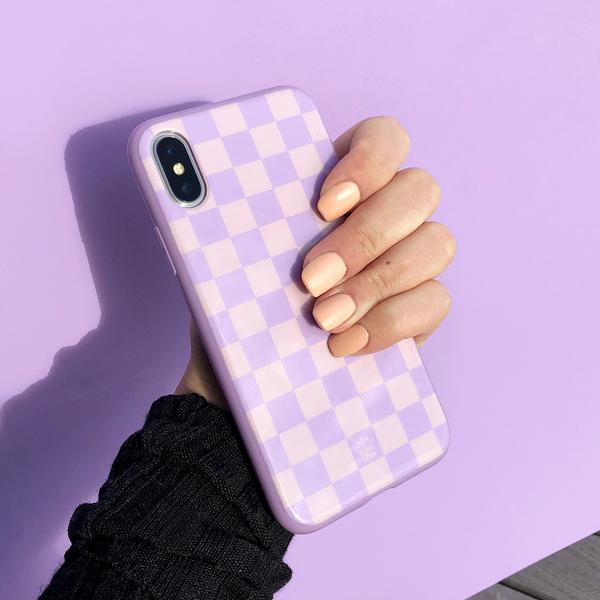 lavender phone case Checkered Lavender Nude iPhone Case