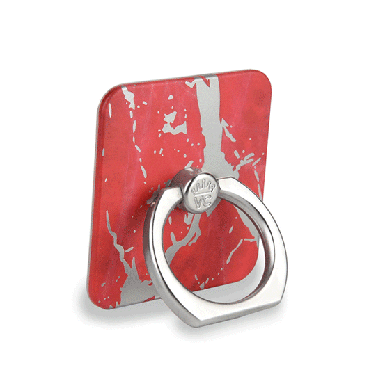 Red Marble Silver Chrome Phone Ring