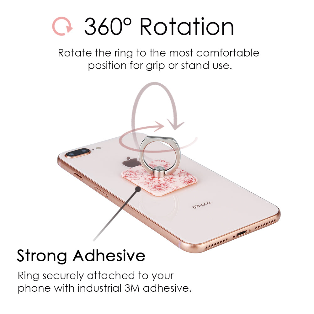 Nude Red Chrome Floral Phone Ring - Thumbnail 3