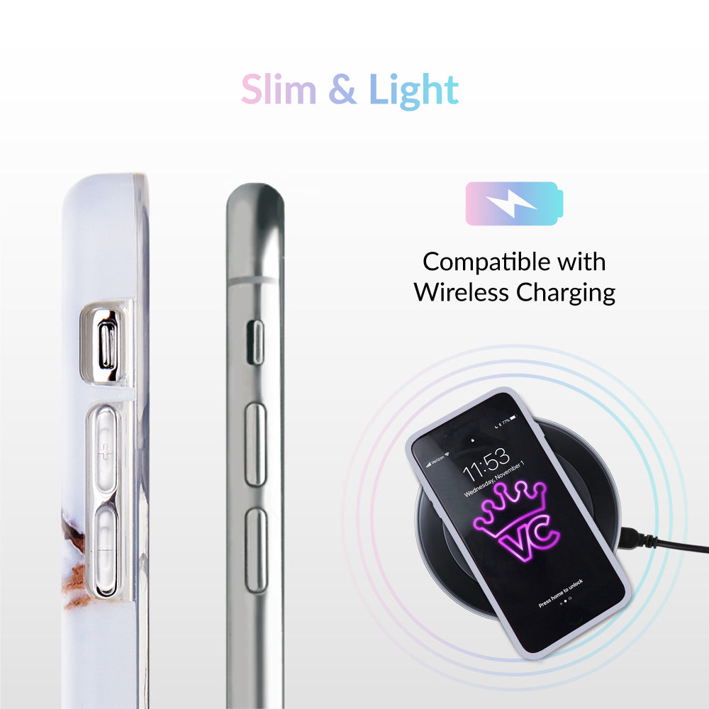 Cover Marble Glitter Glass Per IPhone 11 Pro Max: Effetto Marmo E Glitter, Colore Bianco