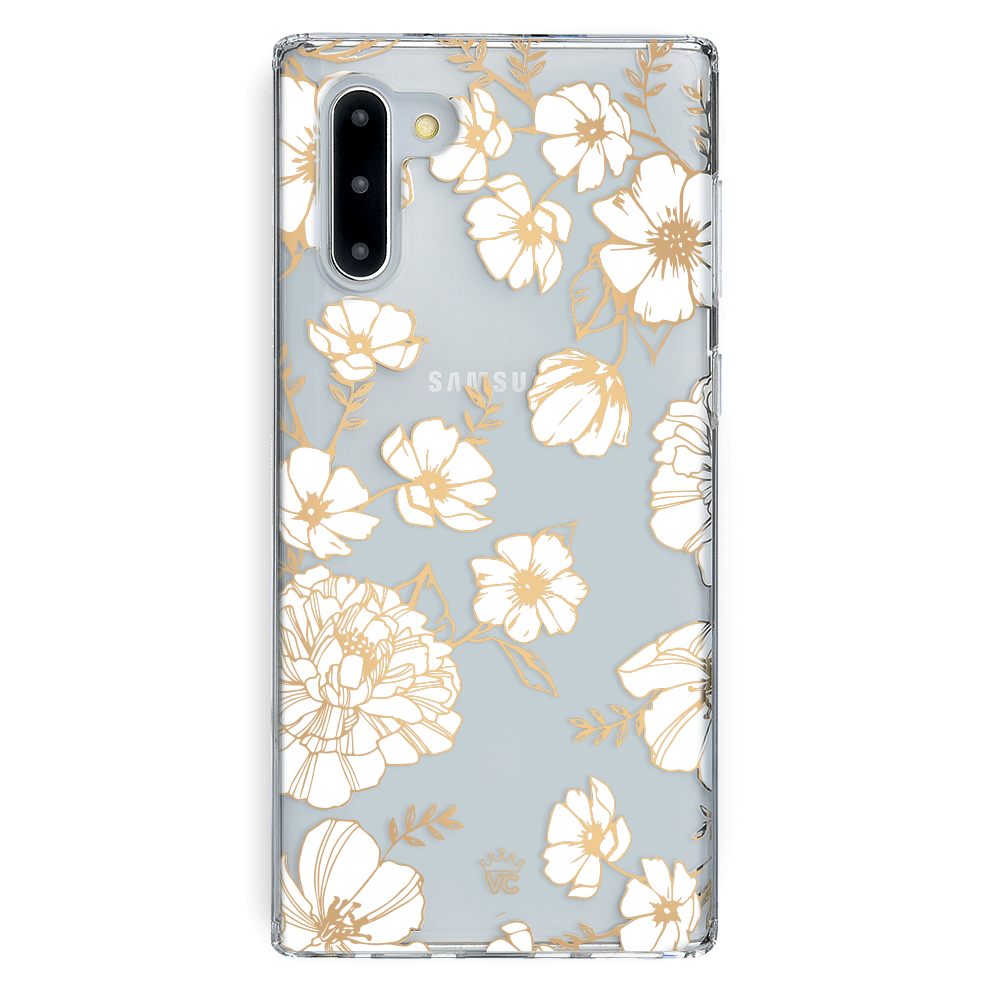 White and Gold Floral Clear Samsung Case – VelvetCaviar.com