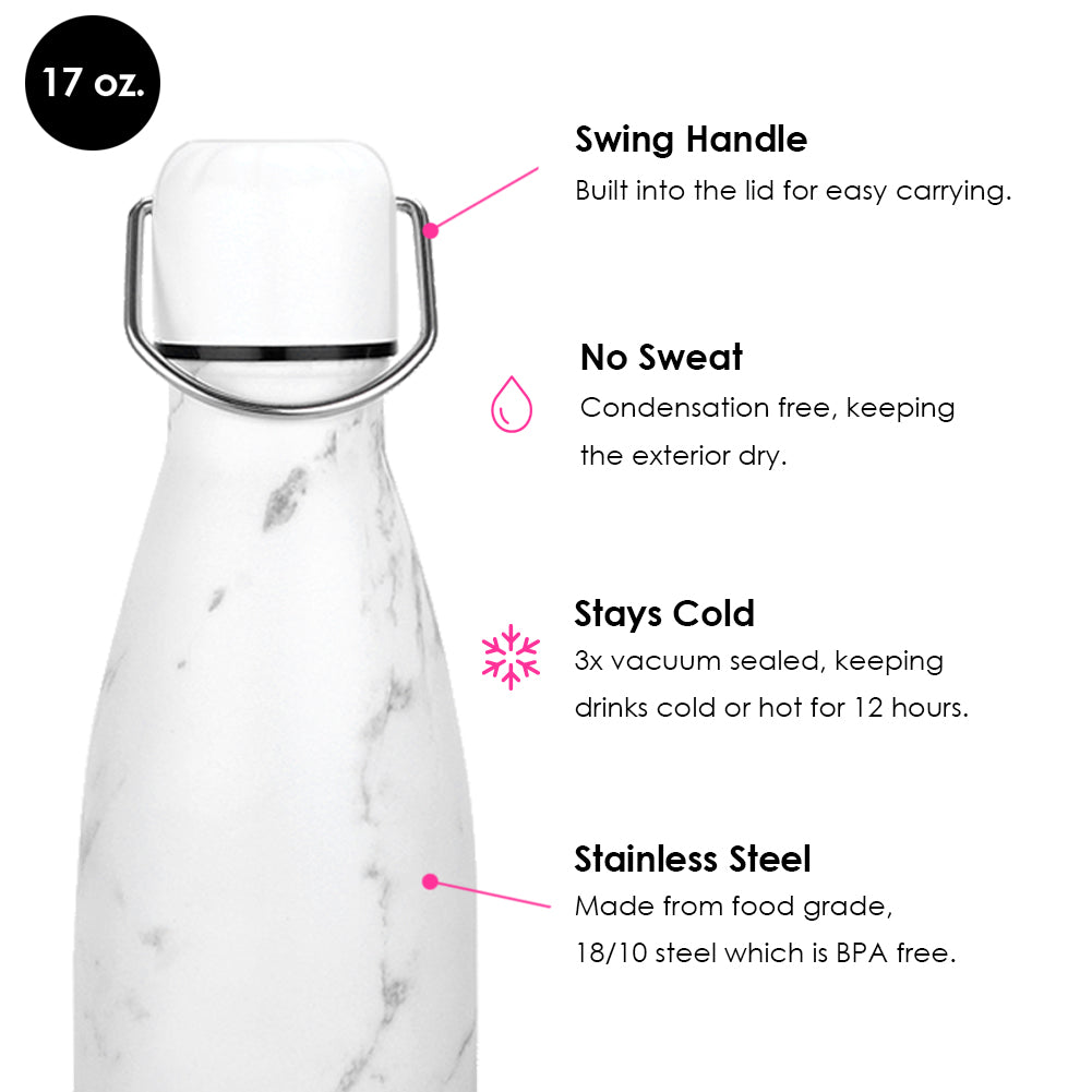 White Marble Water Bottle –