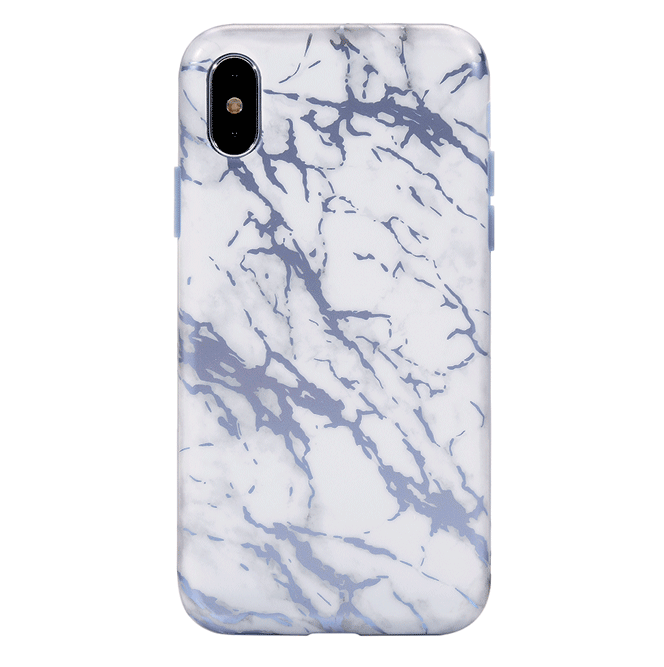 White Marble Blue Chrome iPhone Case