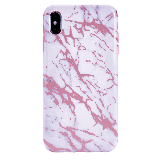 White Marble Pink Chrome iPhone Case